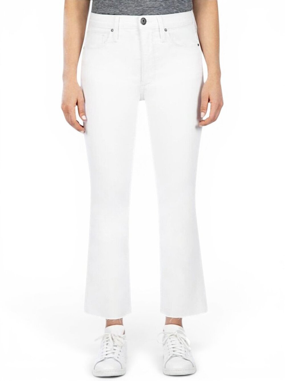 Whetherly White Daniel High Rise Baby Bootcut Jeans Raw Hem NWT New 30 / 10